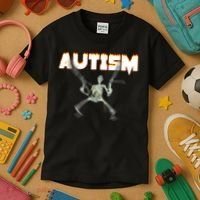 Autism Skeleton Meme Kids T-Shirt thumb 3