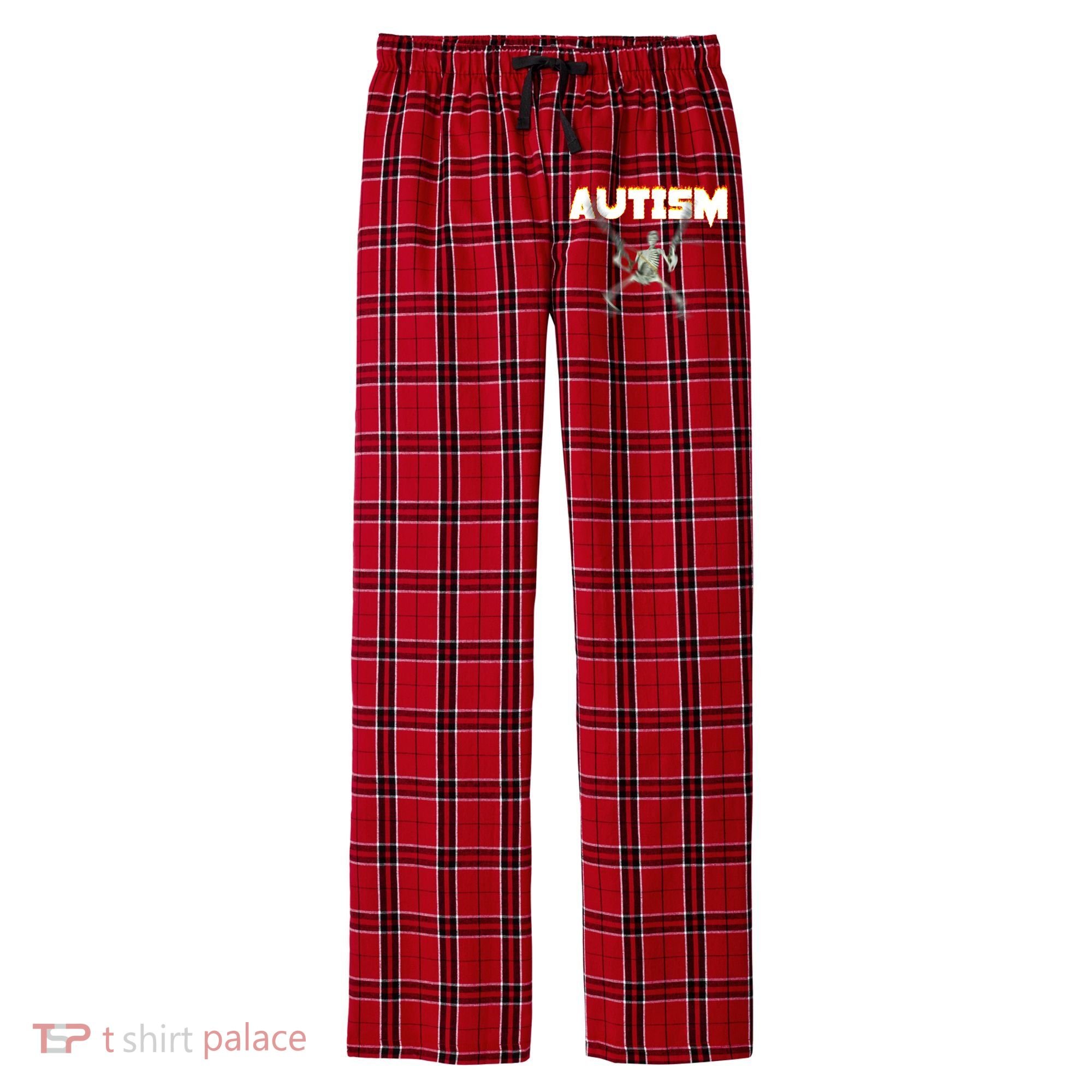 Autism Skeleton Meme Men's Flannel Plaid Pajama Pants
