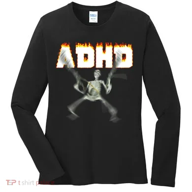 ADHD Skeleton Meme Women's Long Sleeve Shirt