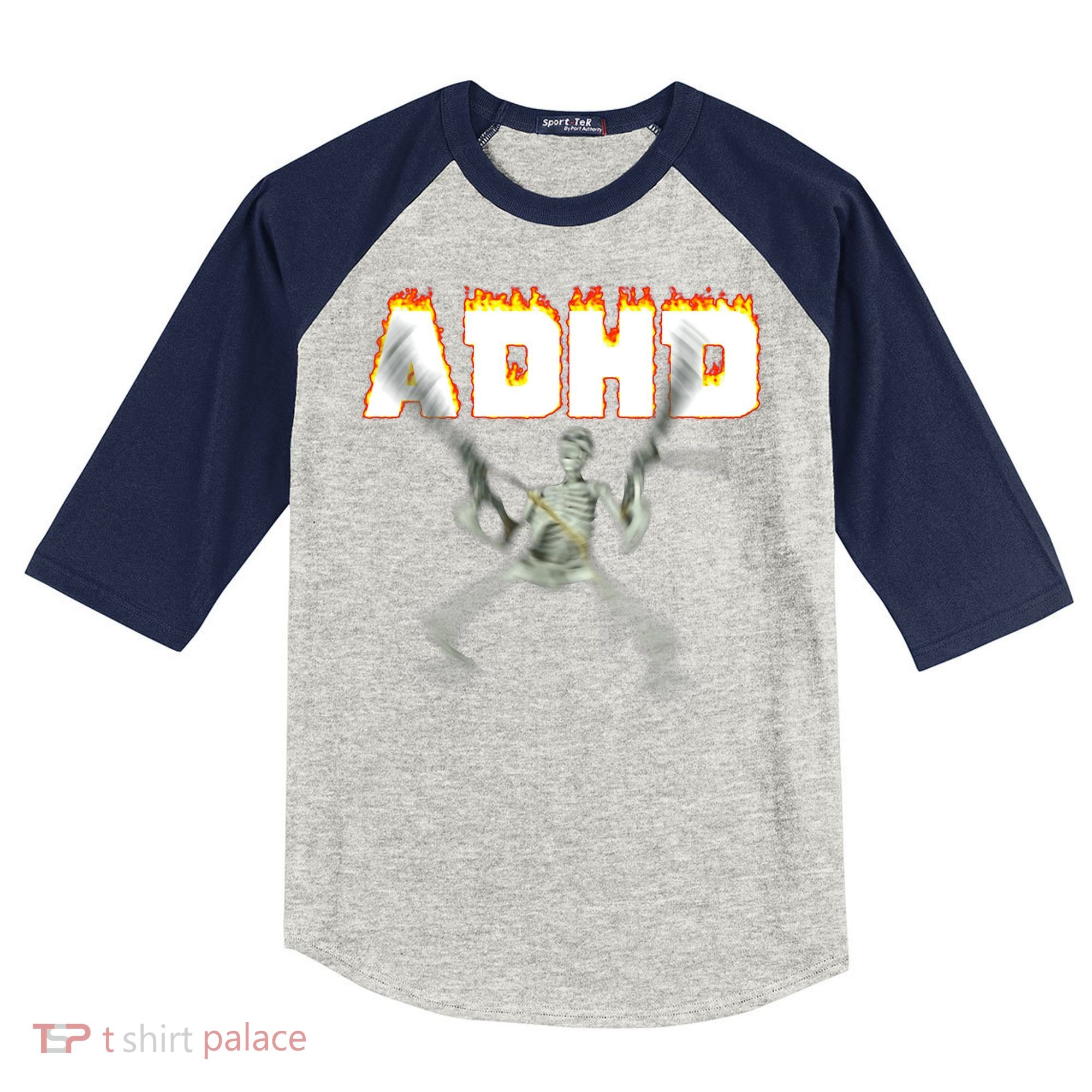 ADHD Skeleton Meme Kids Colorblock Raglan Jersey
