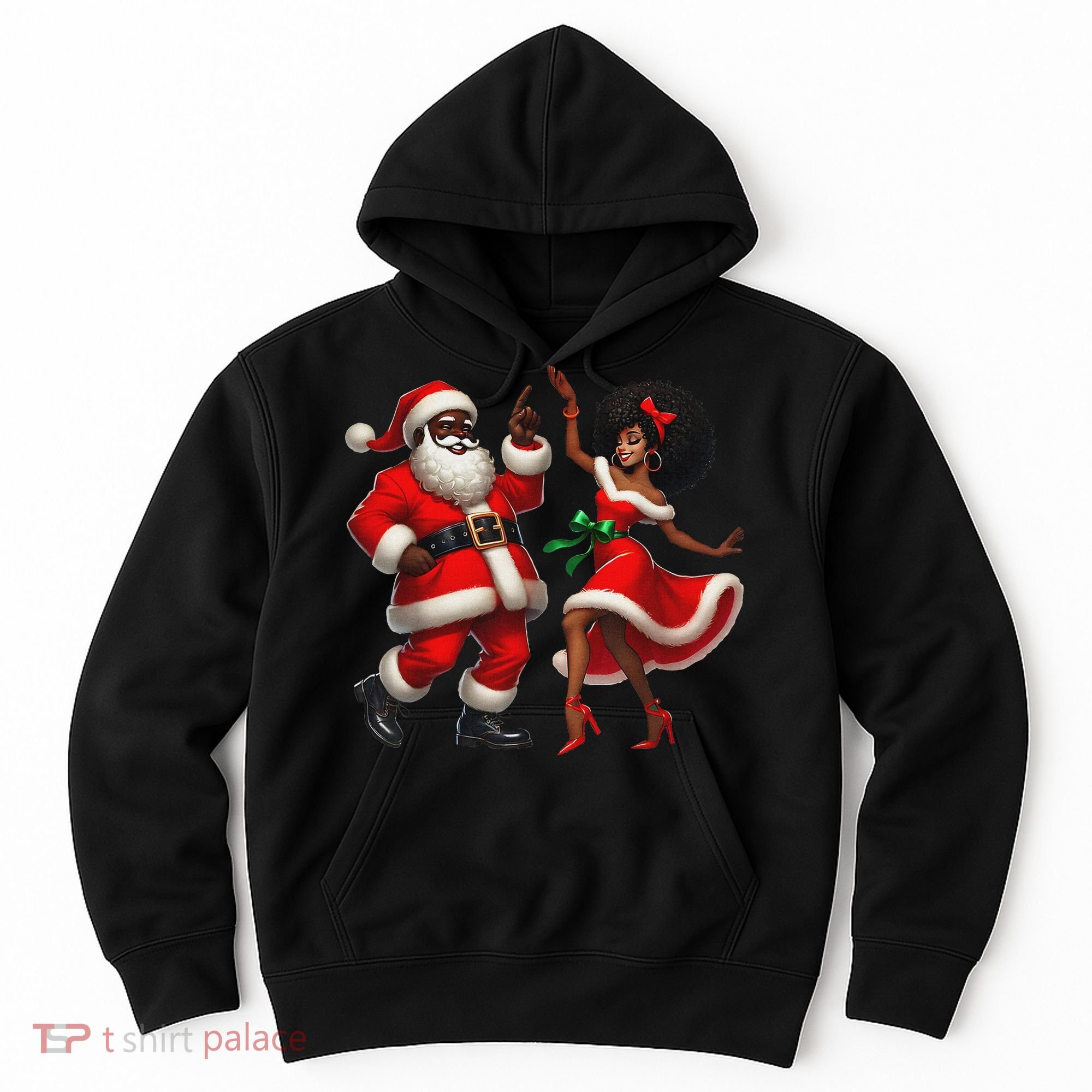 African Santa Mrs Claus Dancing African American Christmas Hoodie