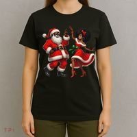 African Santa Mrs Claus Dancing African American Christmas T-Shirt thumb 4