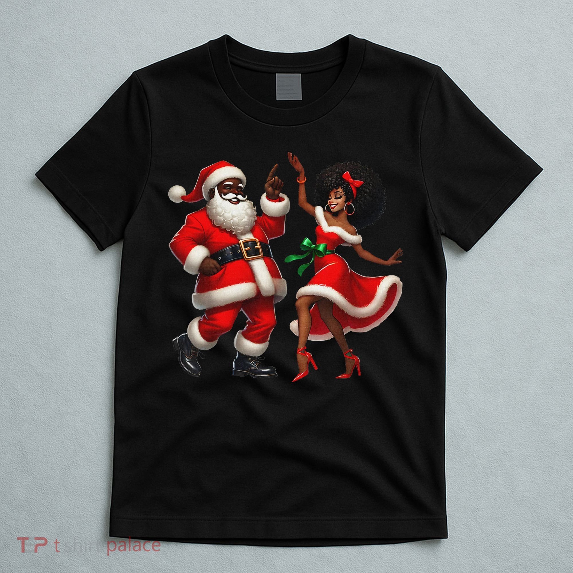 African Santa Mrs Claus Dancing African American Christmas T-Shirt