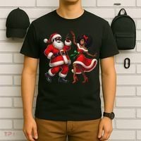 African Santa Mrs Claus Dancing African American Christmas T-Shirt thumb 6
