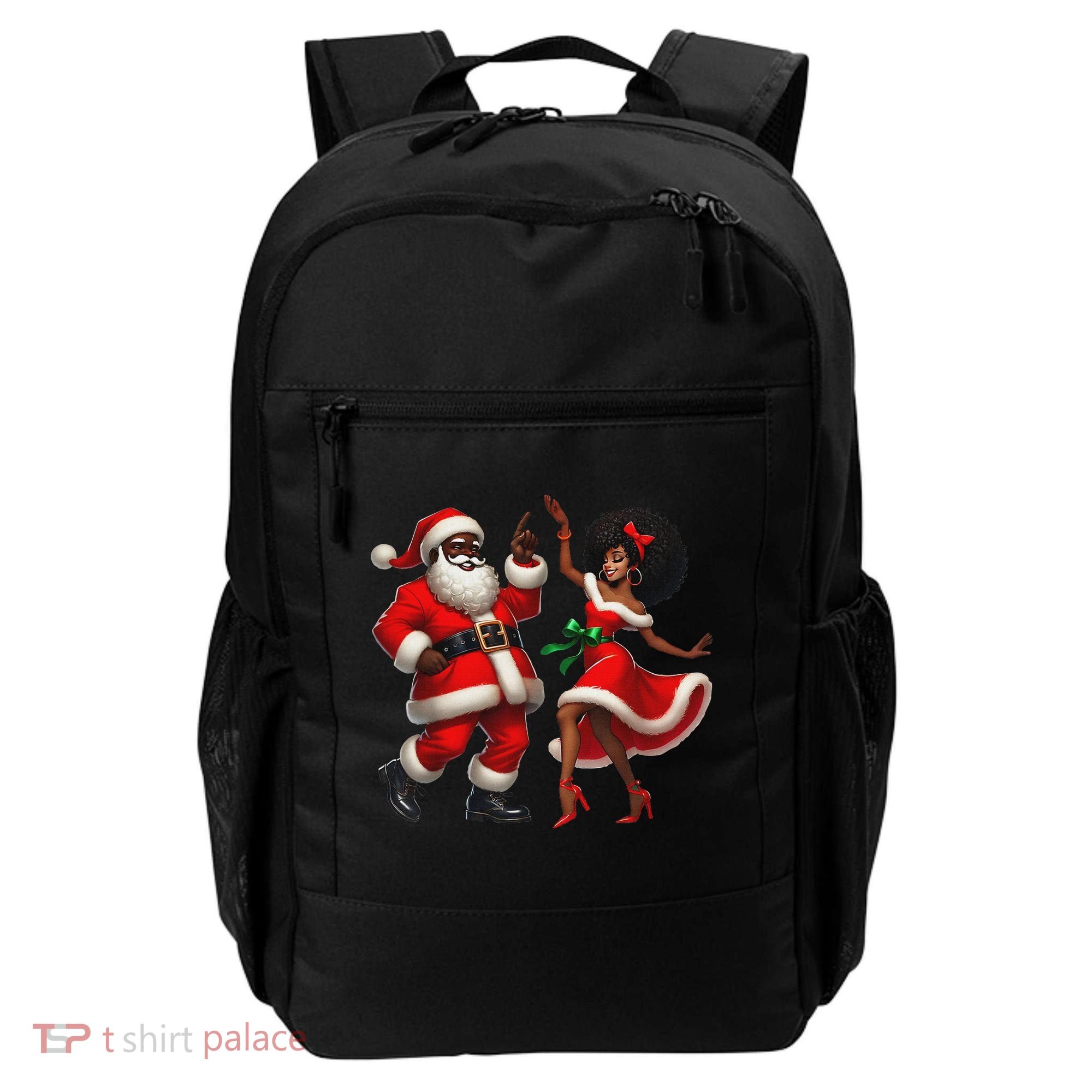 African Santa Mrs Claus Dancing African American Christmas Backpack