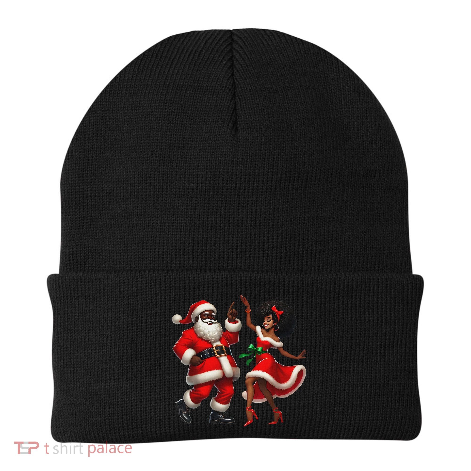 African Santa Mrs Claus Dancing African American Christmas Beanie