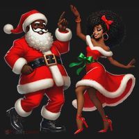 African Santa Mrs Claus Dancing African American Christmas Women's Hoodie thumb 2