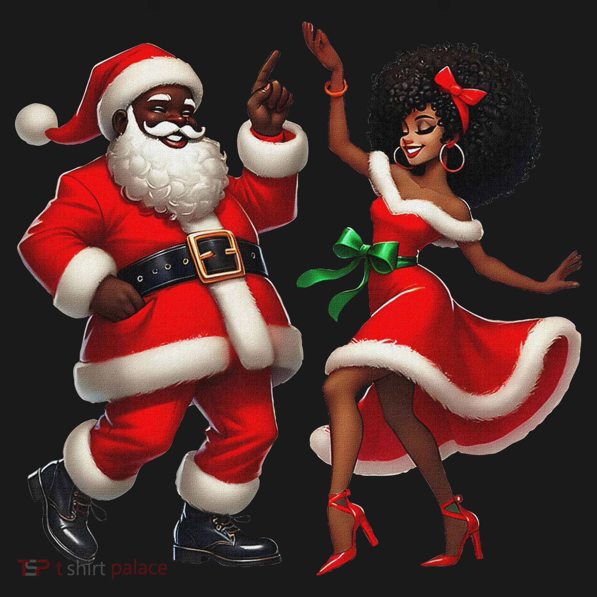 African Santa Mrs Claus Dancing African American Christmas Women's Hoodie