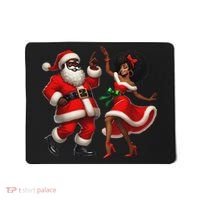 African Santa Mrs Claus Dancing African American Christmas Mousepad thumb 0