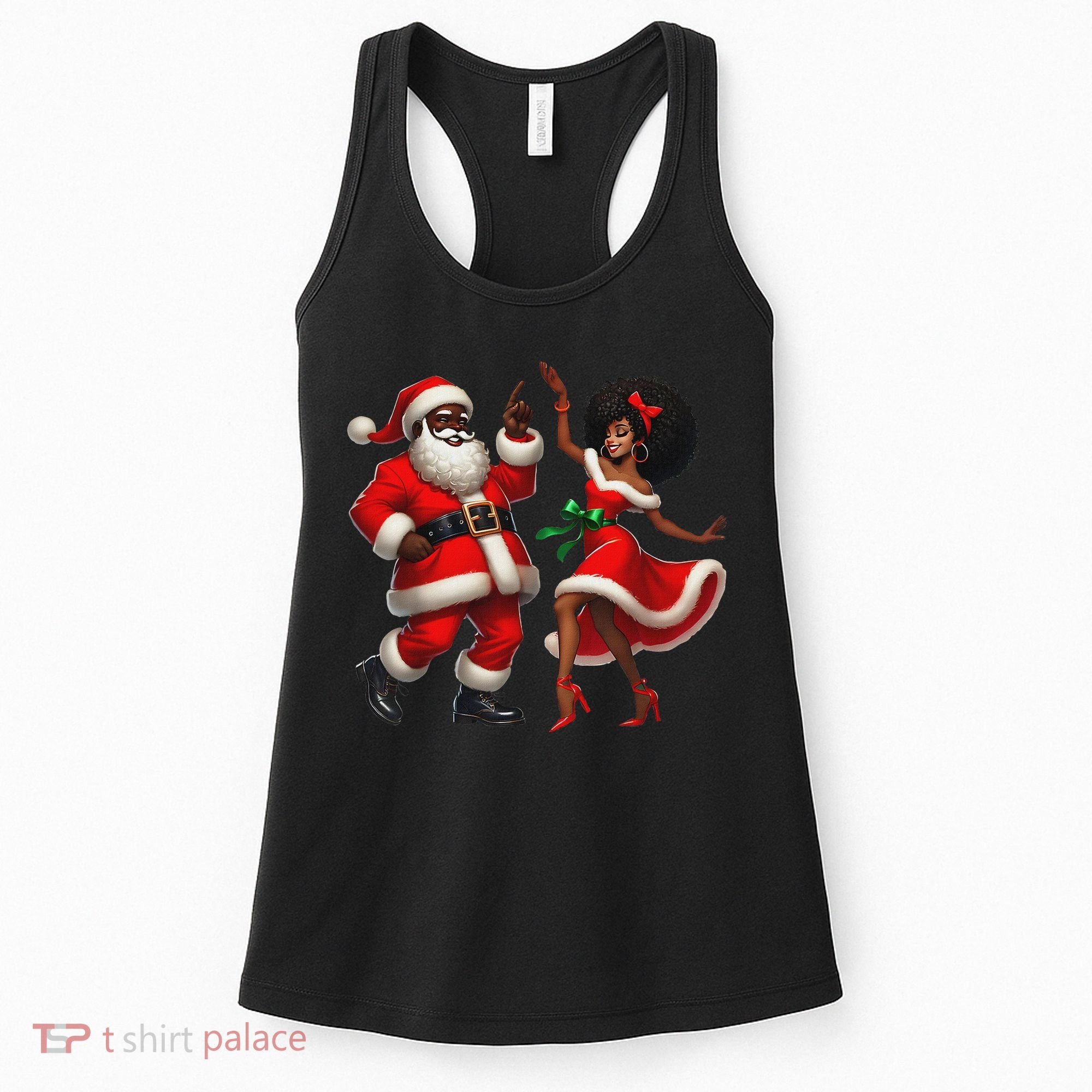African Santa Mrs Claus Dancing African American Christmas Women's Tank Top