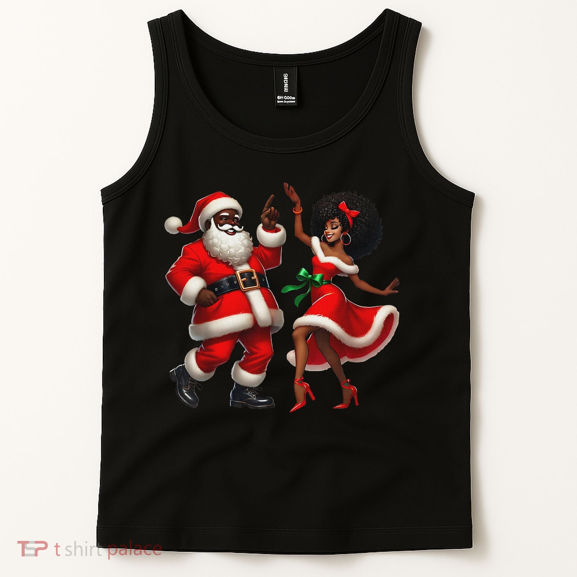 African Santa Mrs Claus Dancing African American Christmas Tank Top