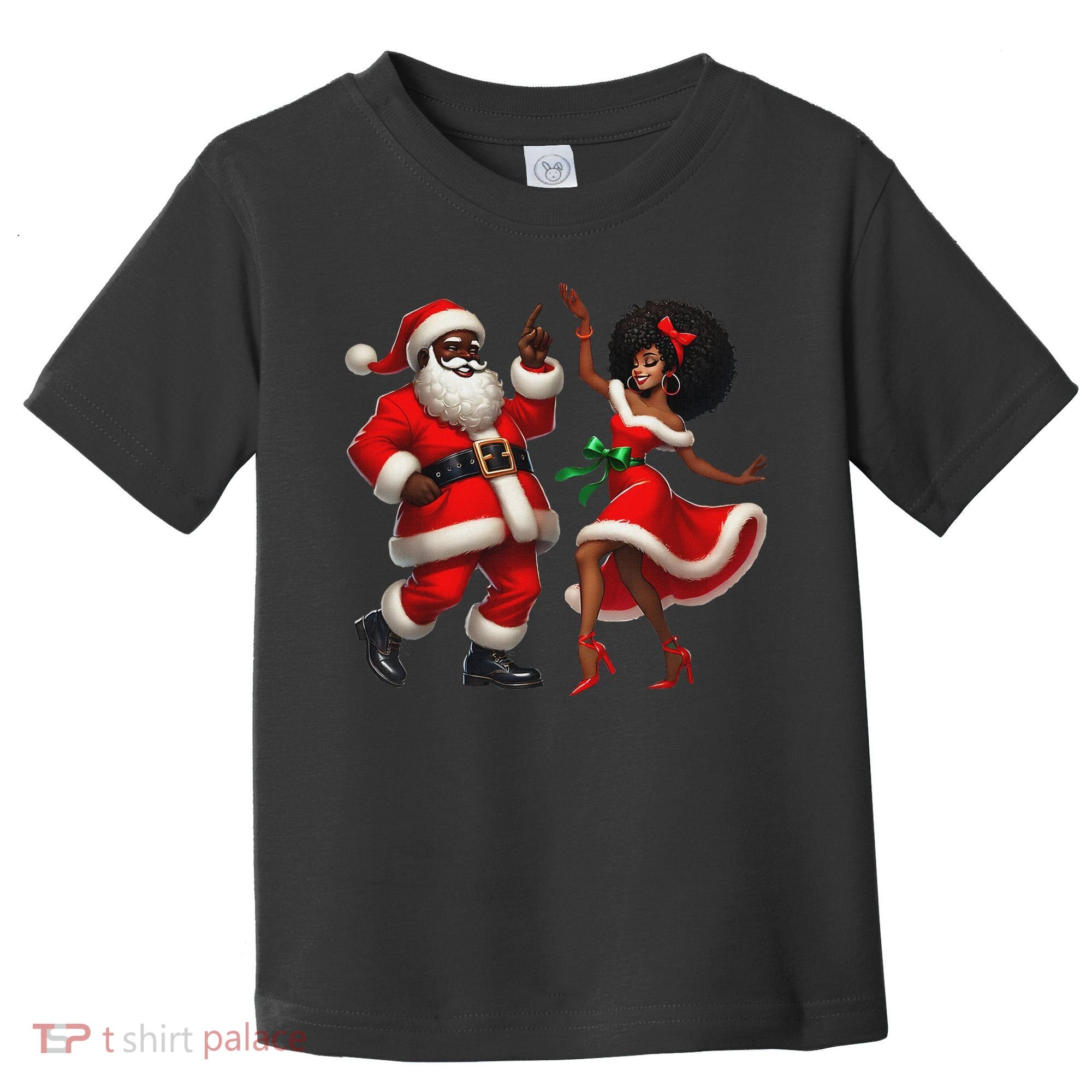 African Santa Mrs Claus Dancing African American Christmas Toddler T-Shirt