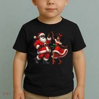 African Santa Mrs Claus Dancing African American Christmas Toddler T-Shirt thumb 2