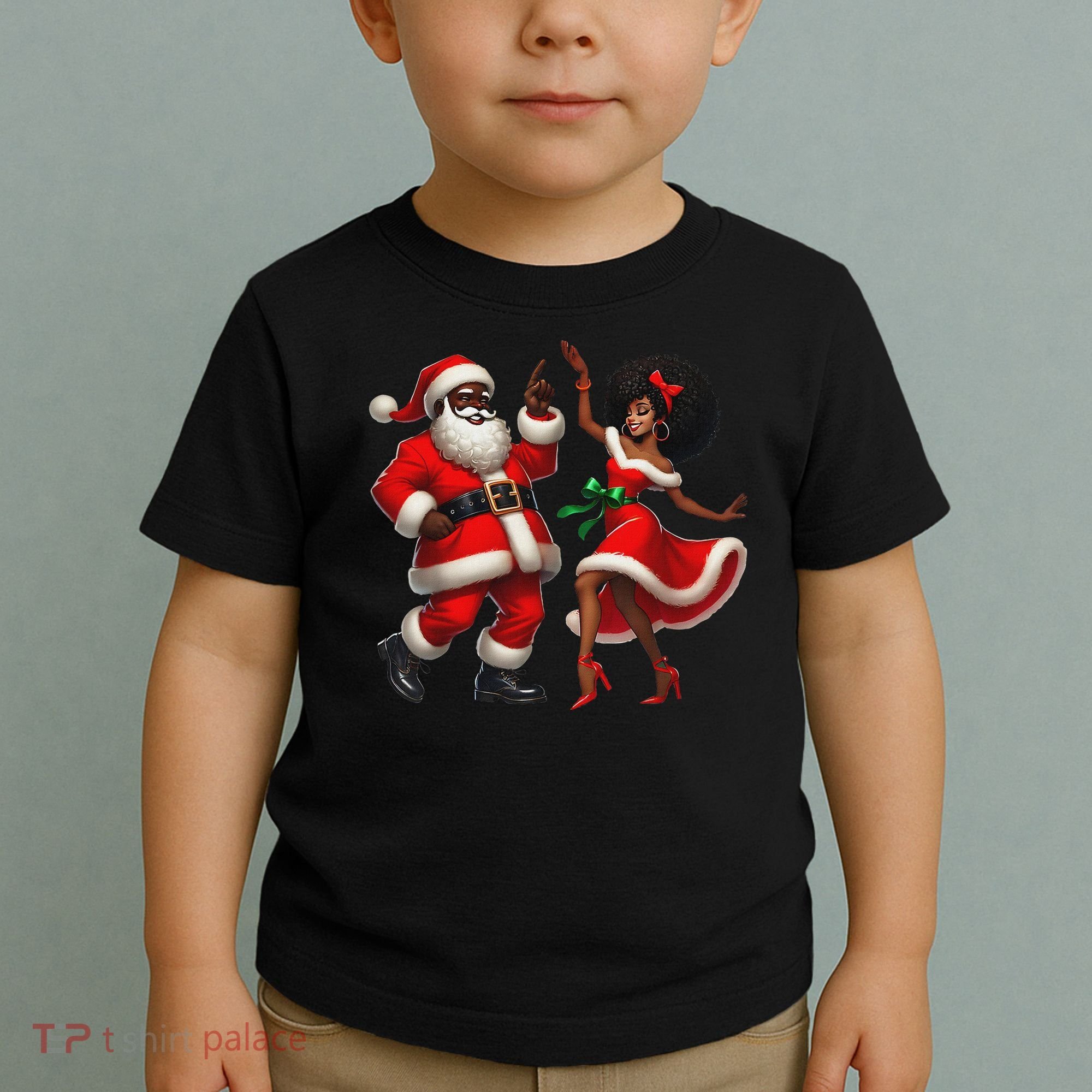African Santa Mrs Claus Dancing African American Christmas Toddler T-Shirt