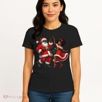 African Santa Mrs Claus Dancing African American Christmas Women's T-Shirt thumb 4
