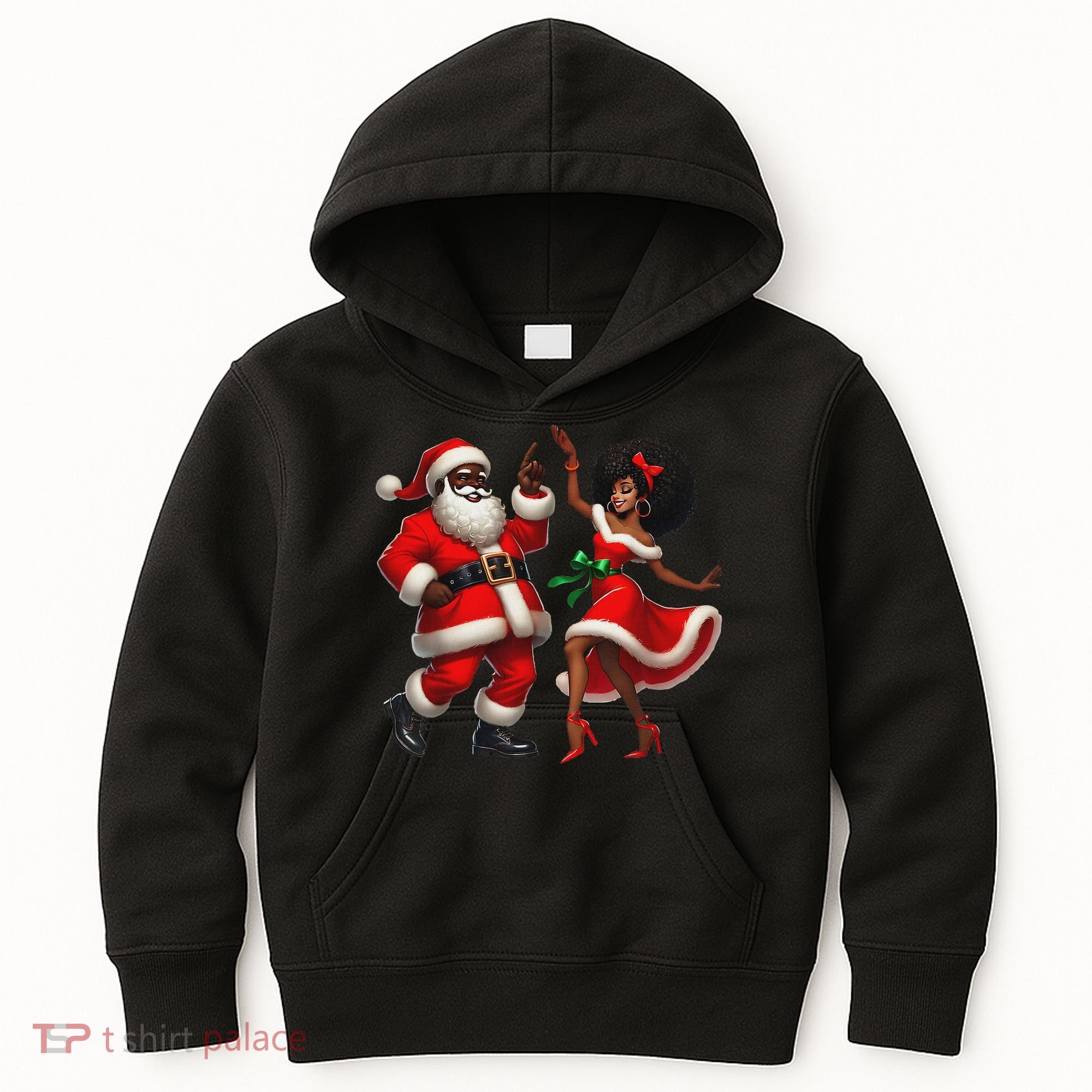 African Santa Mrs Claus Dancing African American Christmas Kids Hoodie