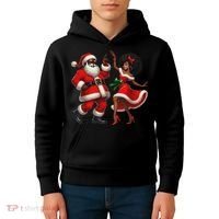 African Santa Mrs Claus Dancing African American Christmas Kids Hoodie thumb 4