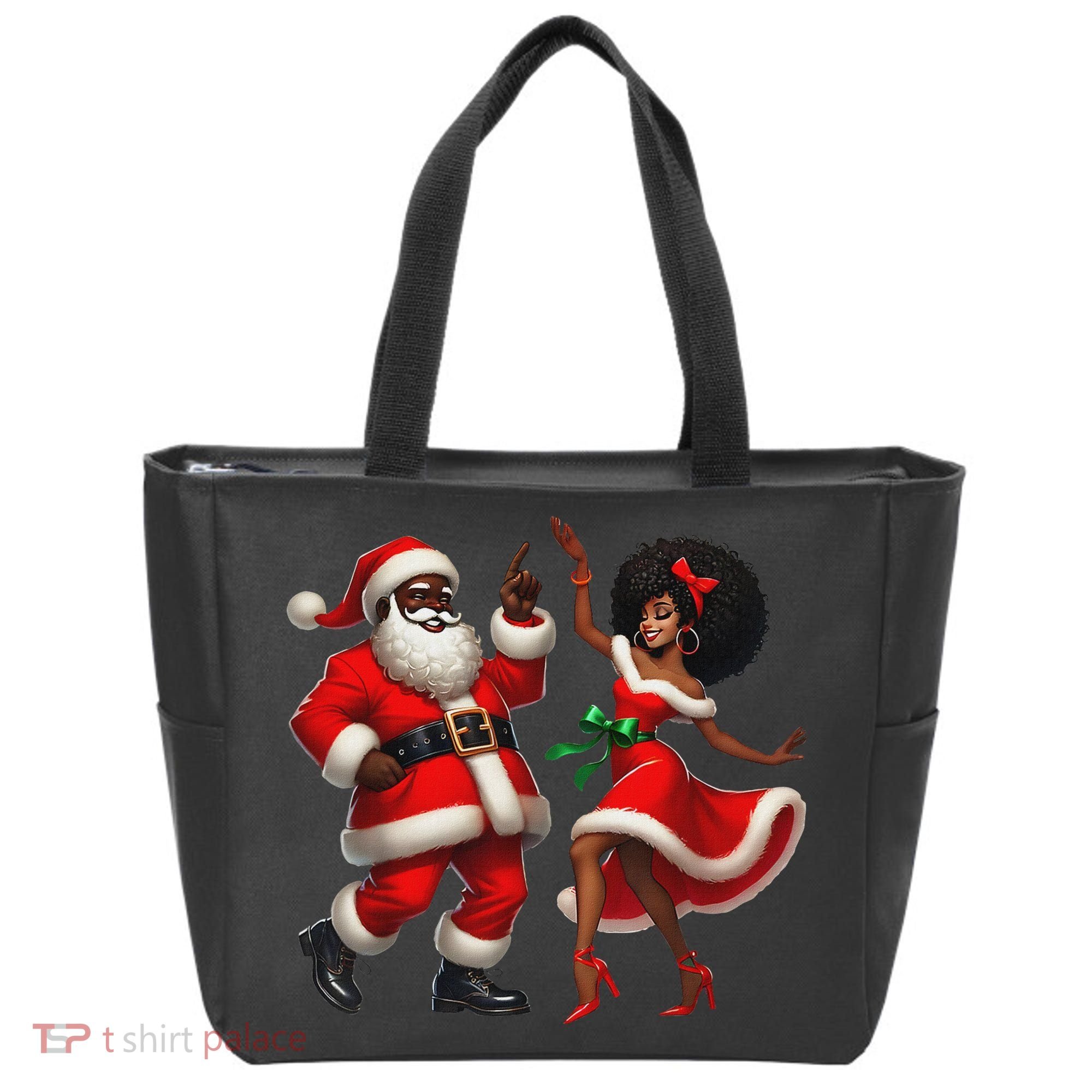 African Santa Mrs Claus Dancing African American Christmas Tote Bag