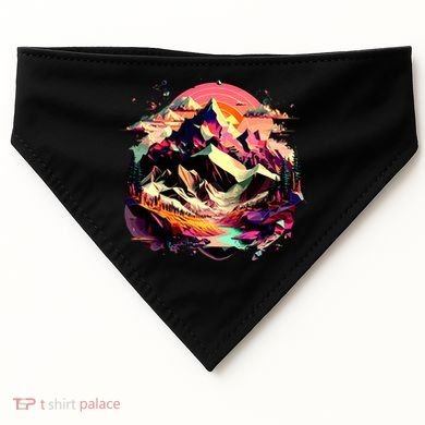 Abstract Swiss Mountains With Wild Nature USA-Made Doggie Bandana