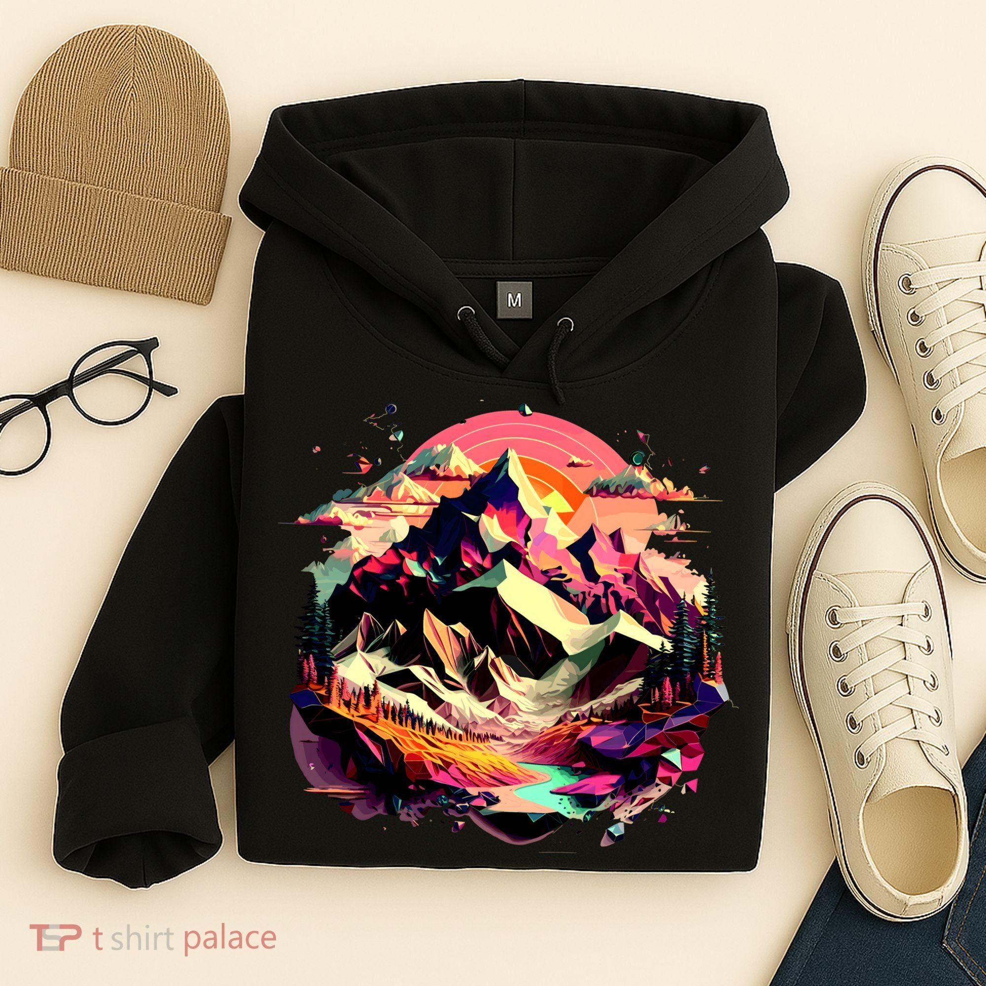 Abstract Swiss Mountains With Wild Nature Hoodie