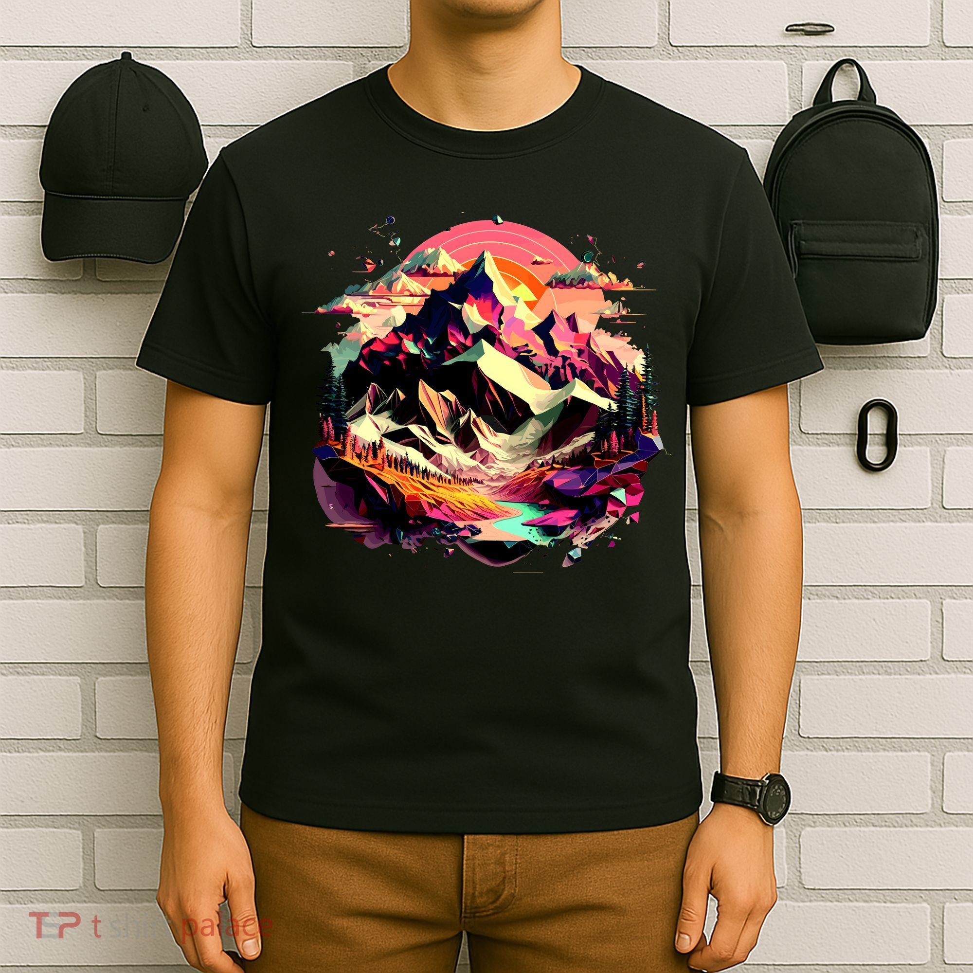 Abstract Swiss Mountains With Wild Nature T-Shirt