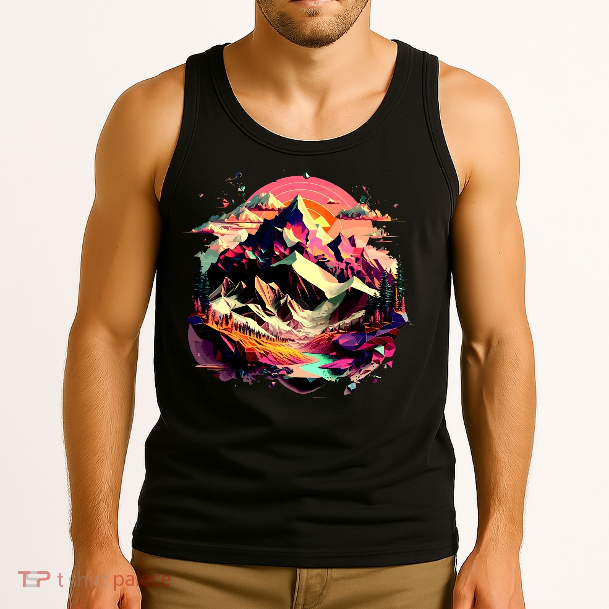 Abstract Swiss Mountains With Wild Nature Tank Top