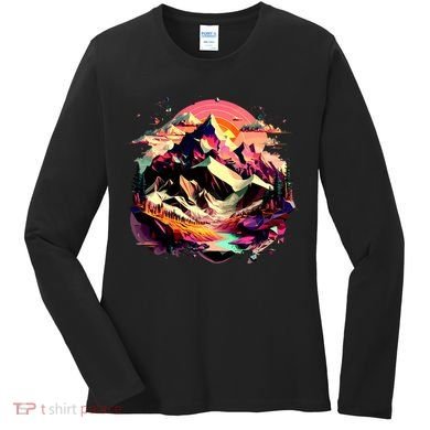 Abstract Swiss Mountains With Wild Nature Women's Long Sleeve Shirt