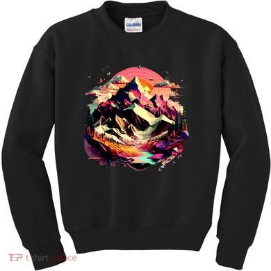 Abstract Swiss Mountains With Wild Nature Kids Sweatshirt