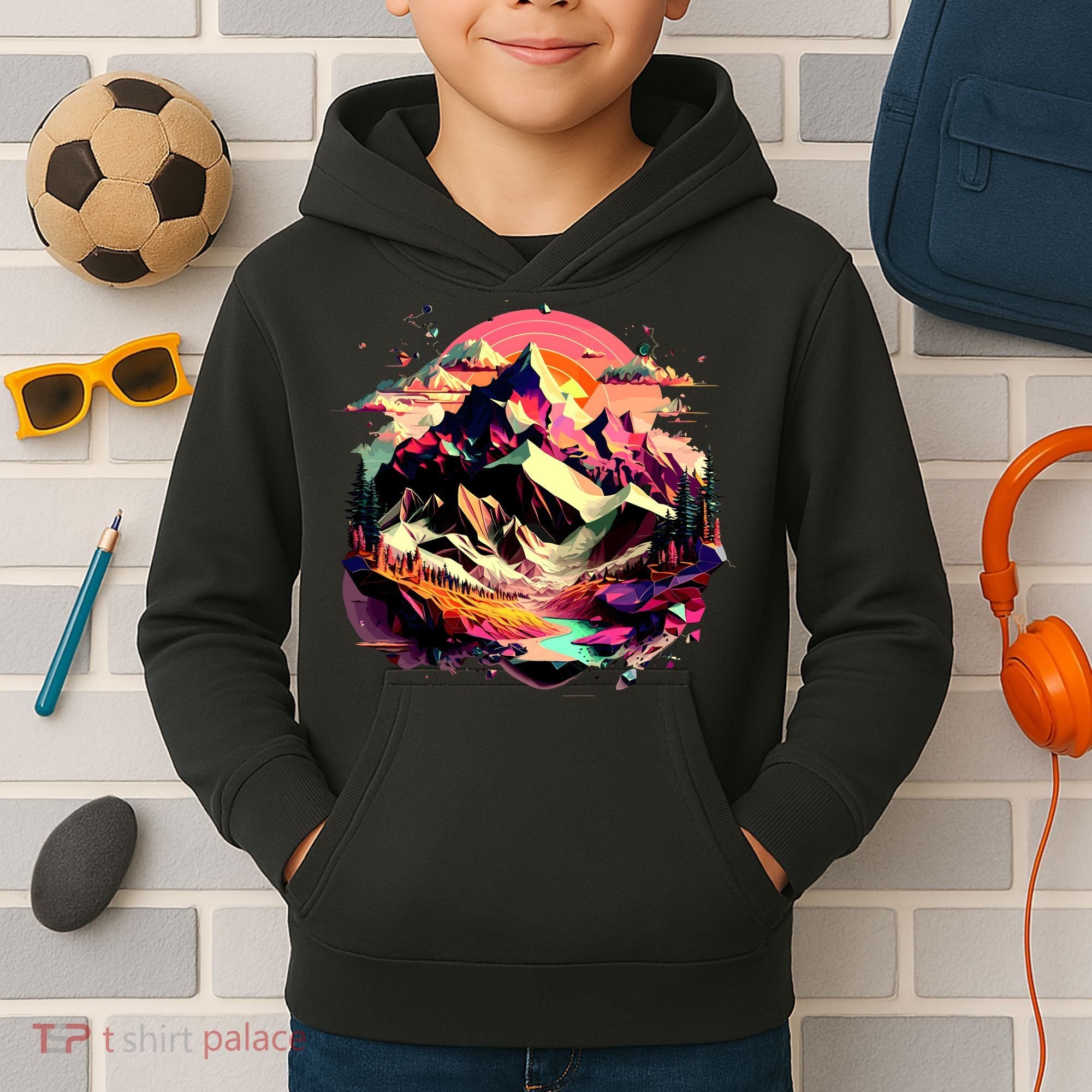 Abstract Swiss Mountains With Wild Nature Kids Hoodie