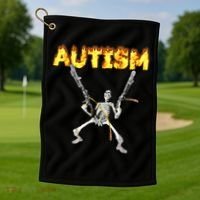 Autism Skeleton Meme Funny Gift Golf Towel thumb 1