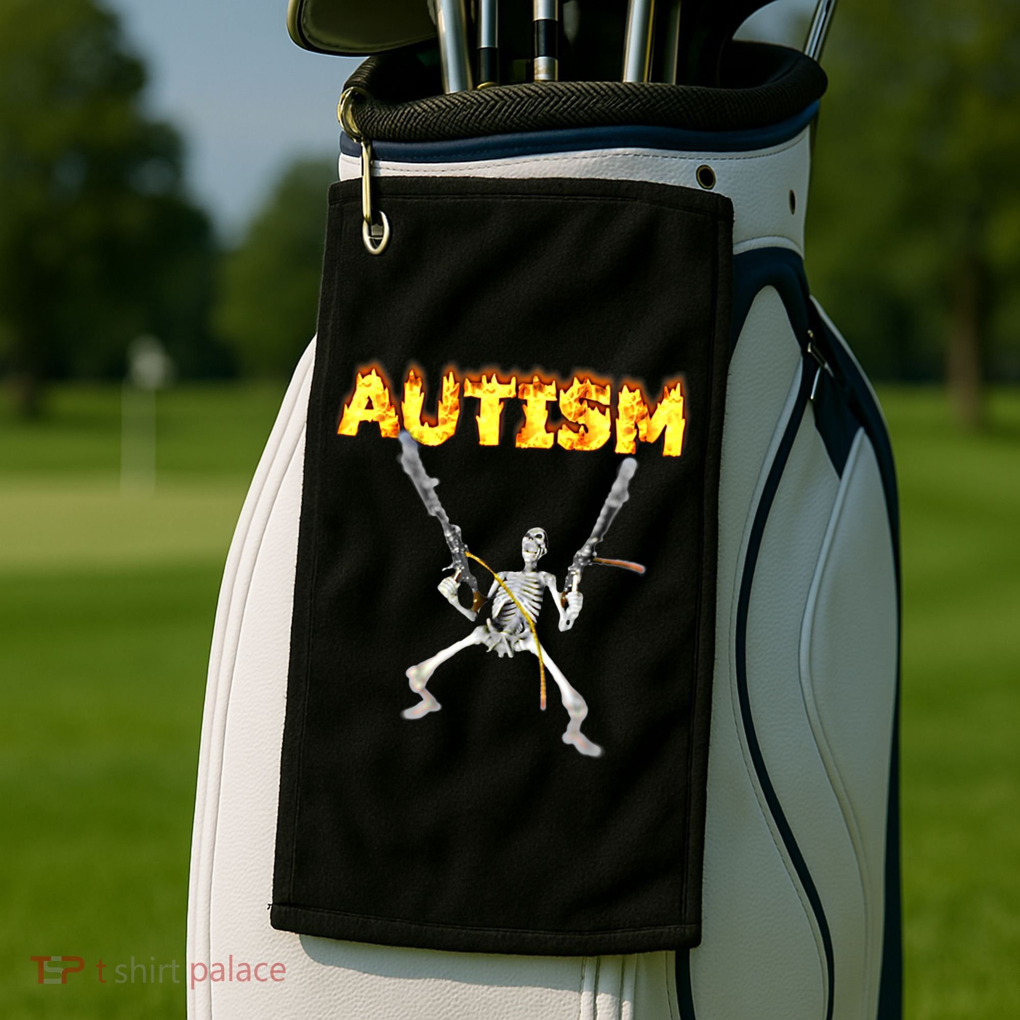 Autism Skeleton Meme Funny Gift Golf Towel