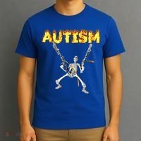 Autism Skeleton Meme Funny Gift T-Shirt thumb 3