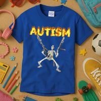 Autism Skeleton Meme Funny Gift Kids T-Shirt thumb 3
