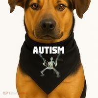 Autism Skeleton Meme USA-Made Doggie Bandana thumb 1