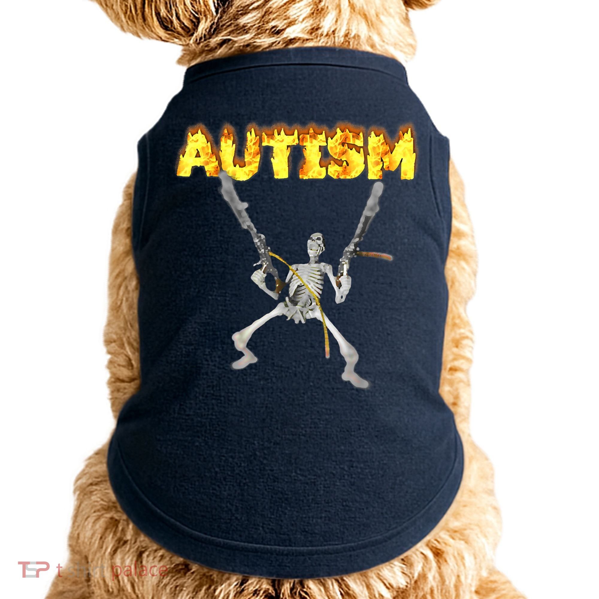 Autism Skeleton Meme Funny Doggie Tank