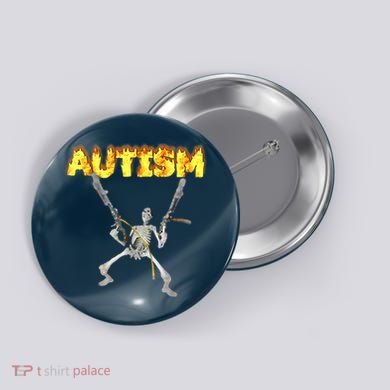 Autism Skeleton Meme Funny Button