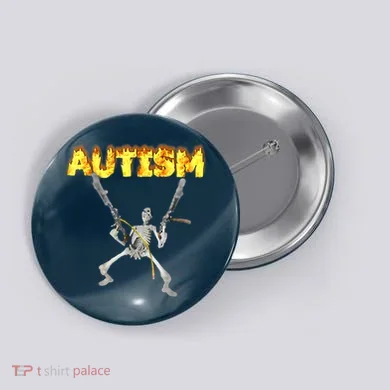 Autism Skeleton Meme Funny Button