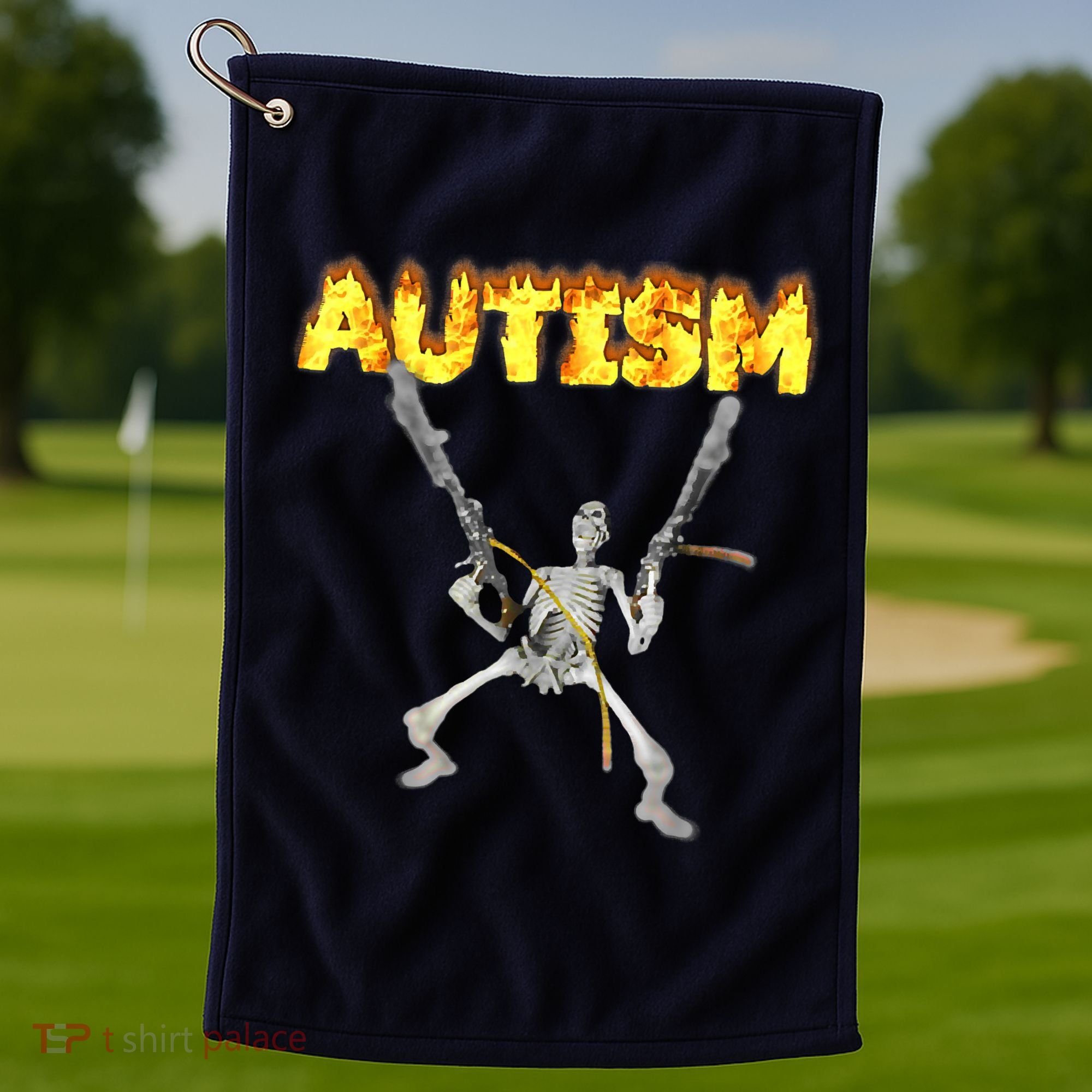 Autism Skeleton Meme Funny Golf Towel