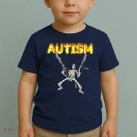 Autism Skeleton Meme Funny Toddler T-Shirt thumb 2