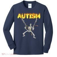 Autism Skeleton Meme Funny Kids Long Sleeve Shirt thumb 0