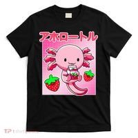 Axolotl Strawberry Milk Carton P.ink Kawaii Japanese Anime T-Shirt thumb 0