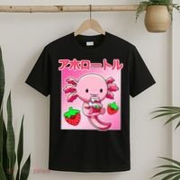 Axolotl Strawberry Milk Carton P.ink Kawaii Japanese Anime T-Shirt thumb 2