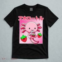 Axolotl Strawberry Milk Carton P.ink Kawaii Japanese Anime T-Shirt thumb 5