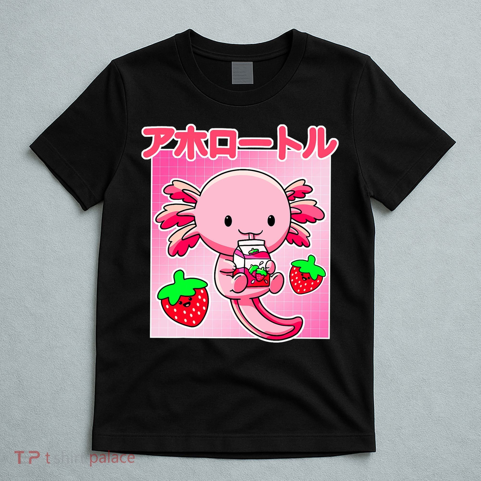 Axolotl Strawberry Milk Carton P.ink Kawaii Japanese Anime T-Shirt