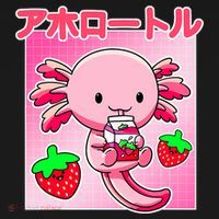 Axolotl Strawberry Milk Carton P.ink Kawaii Japanese Anime T-Shirt thumb 7
