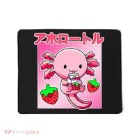 Axolotl Strawberry Milk Carton P.ink Kawaii Japanese Anime Mousepad thumb 0