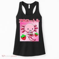 Axolotl Strawberry Milk Carton P.ink Kawaii Japanese Anime Women's Tank Top thumb 0
