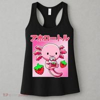 Axolotl Strawberry Milk Carton P.ink Kawaii Japanese Anime Women's Tank Top thumb 3