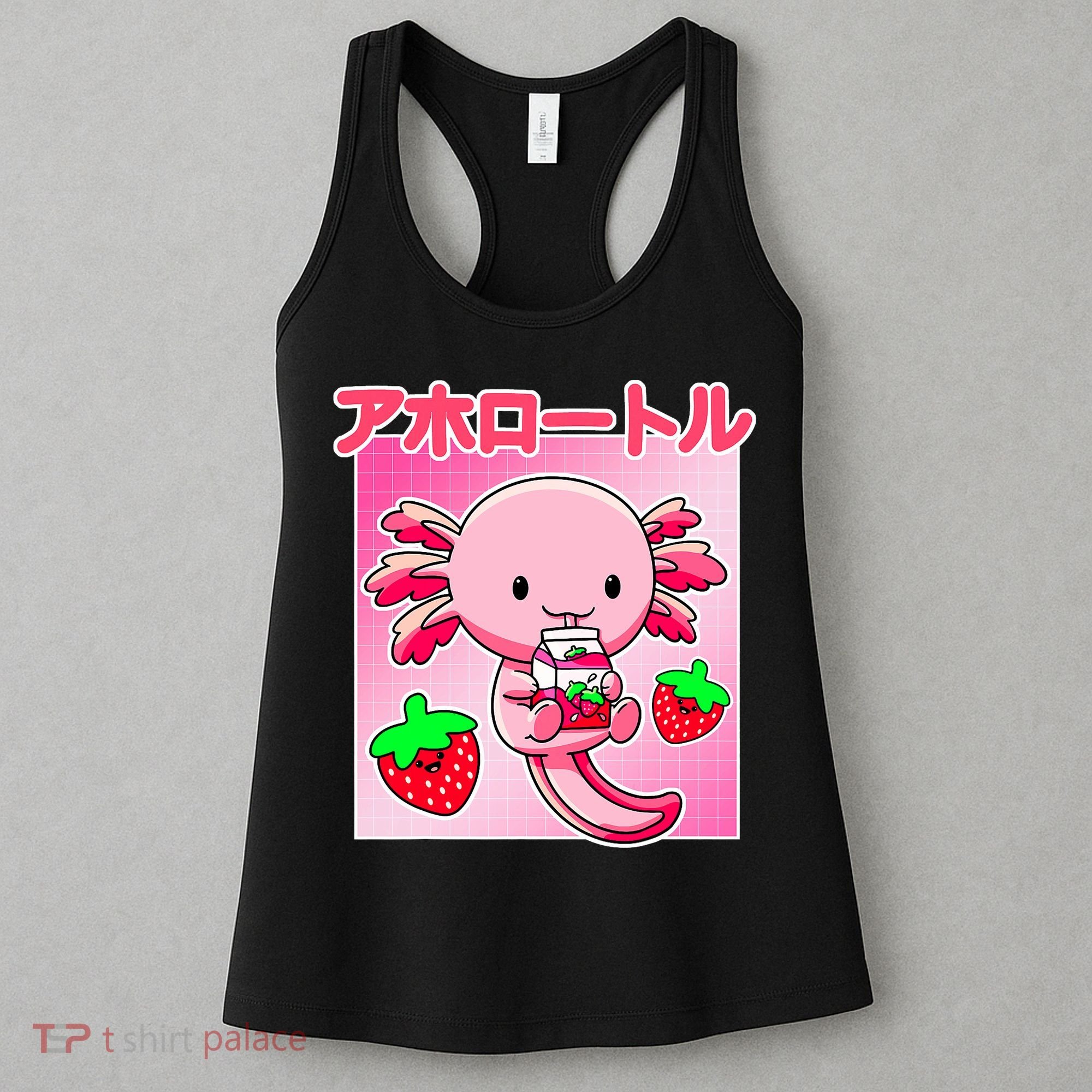 Axolotl Strawberry Milk Carton P.ink Kawaii Japanese Anime Women's Tank Top
