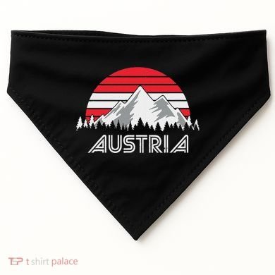 Austria öSterreich Mountains Sunset Austrian Flag Gift USA-Made Doggie Bandana
